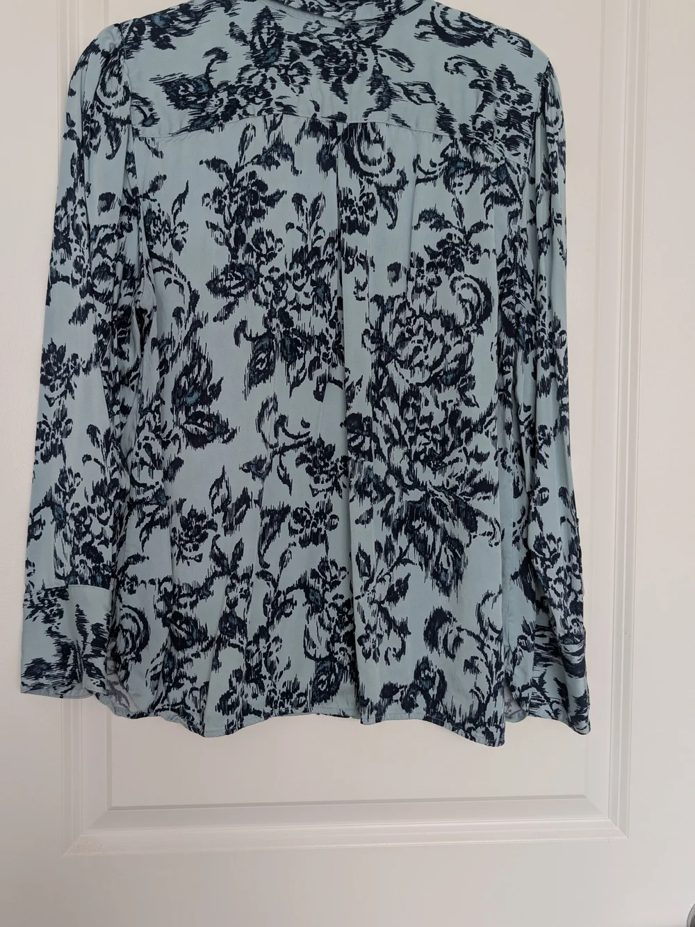 Chico's Light Blue and Navy Floral Button-Down Shirt